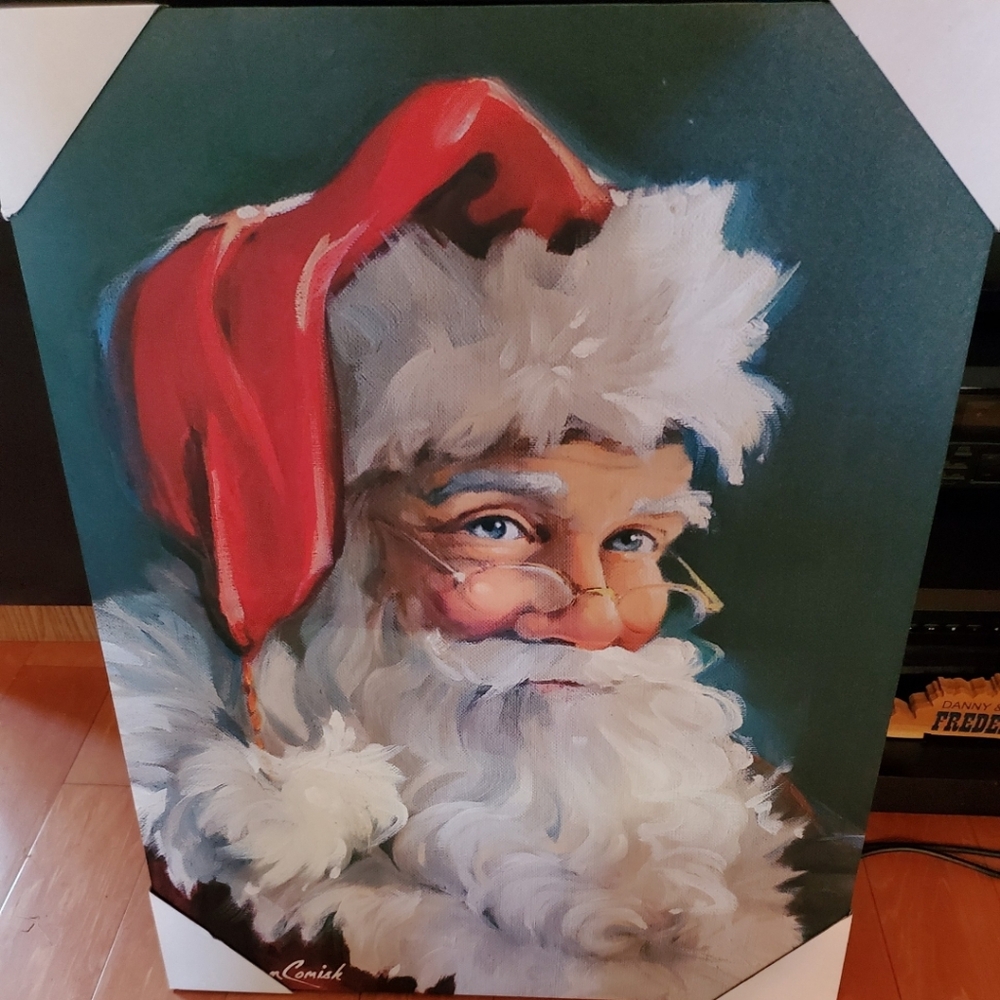 NEW 2025 SUSAN COMISH CHRISTMAS SANTA CANVAS. 22"×28. RARE & HARD TO FIND.